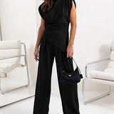 Brigitte - Ebakorrapärase ülaosa ja laiade pükste komplekt