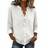 Yvonne | Volangidega Bluus, V-kaelus ja Pikad Varrukad