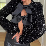 Elegantne Sädelev Jakk Mustade Lipsudetailidega