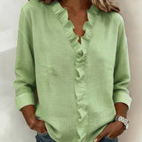 Yvonne | Volangidega Bluus, V-kaelus ja Pikad Varrukad