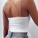 Elegantselt Liibuv Satiinist Top Reguleeritavate Paeltega