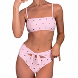 Romantiline Roosa Südameprint Bikiinikomplekt