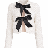 Elegantne Sädelev Jakk Mustade Lipsudetailidega