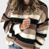 Õnnele - Kootud kõrge kaelusega särk triibulise mustriga