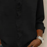 Yvonne | Volangidega Bluus, V-kaelus ja Pikad Varrukad