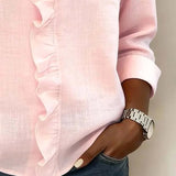 Yvonne | Volangidega Bluus, V-kaelus ja Pikad Varrukad