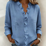 Yvonne | Volangidega Bluus, V-kaelus ja Pikad Varrukad