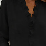 Yvonne | Volangidega Bluus, V-kaelus ja Pikad Varrukad