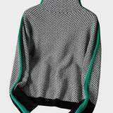 Aili - Kõrge kaelusega kampsun erksate kontrastsete triipudega