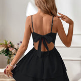 Alice - Seljatu mini kleit rihmade, kihilise seeliku ja lipsuga