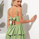 Alice - Seljatu mini kleit rihmade, kihilise seeliku ja lipsuga